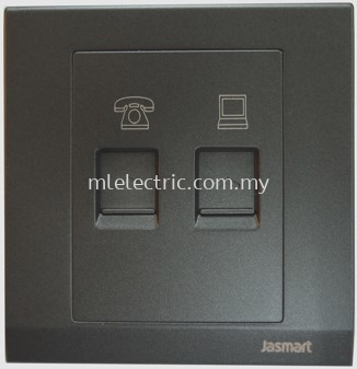 JASMART TWIN RJ11 TEL & RJ45 DATA OUTLET BRONZE