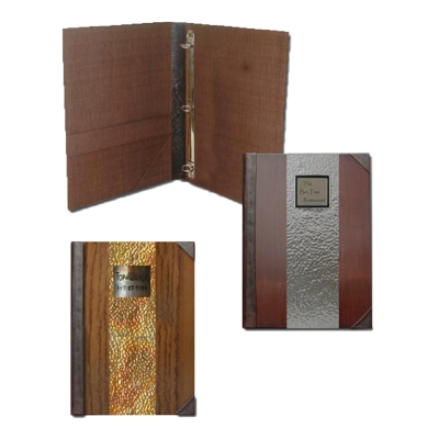 Menu Folder_Wood with Copper / Dimple Decoration