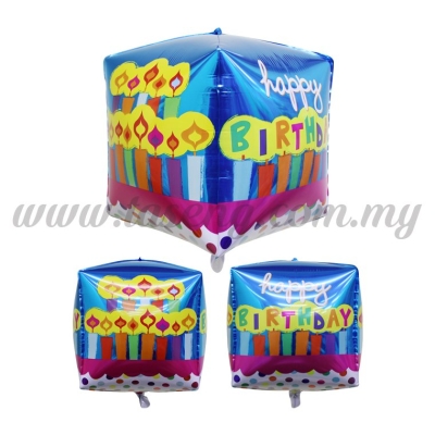 Foil Balloon Happy Birthday Cube - Blue (FB-MC-P024)