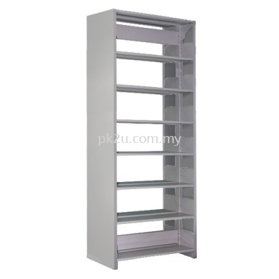 DSLS-7L-SP-A1- Double Sided Library Shelving With Steel End Panel (14 Shelves)