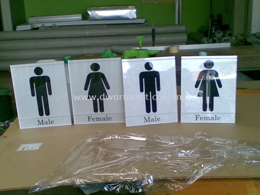 Qcrylic Reverse Printing Male & Female Sign