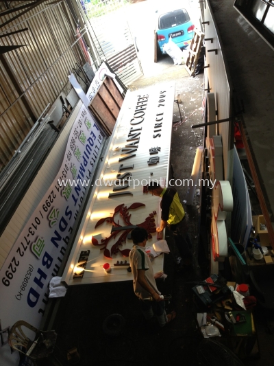 Metal Ceiling with Solid Foamboard Letters