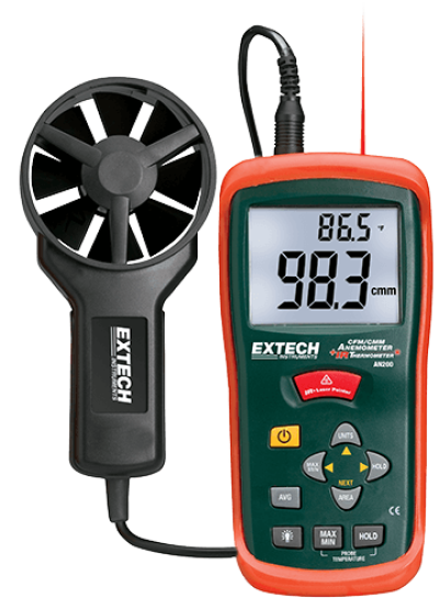 Extech AN200 CFM/CMM Mini Thermo-Anemometer with built-in InfraRed Thermometer