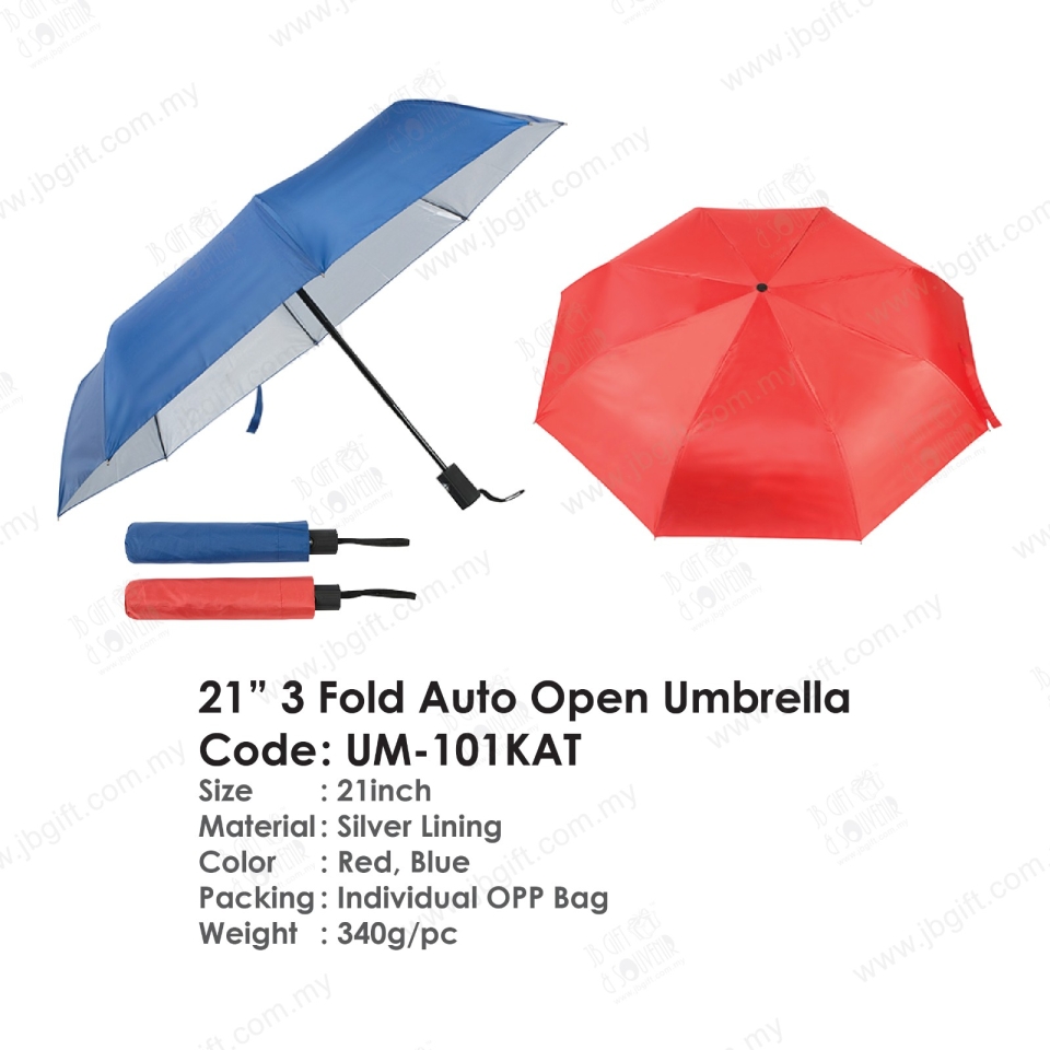 21'' 3 Fold Auto Open Umbrella UM-101KAT Ready Make Umbrella