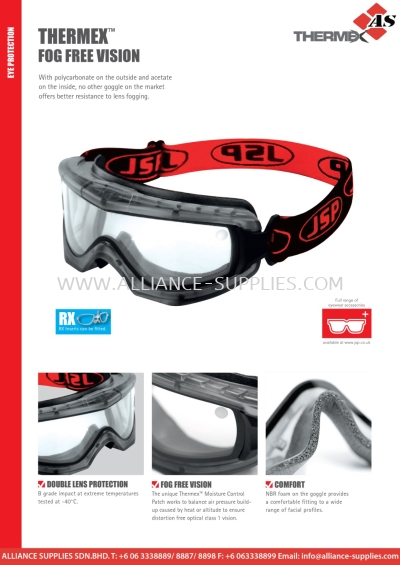 JSP Thermex Fog Free Safety Goggle