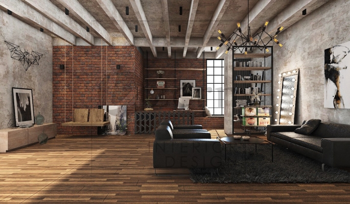 An awesome Industrial design for a family area brings you a cozy ambient.