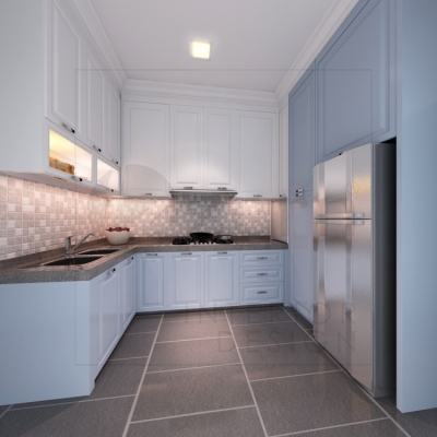 Victorian Kitchen with White & light grey well mateched.