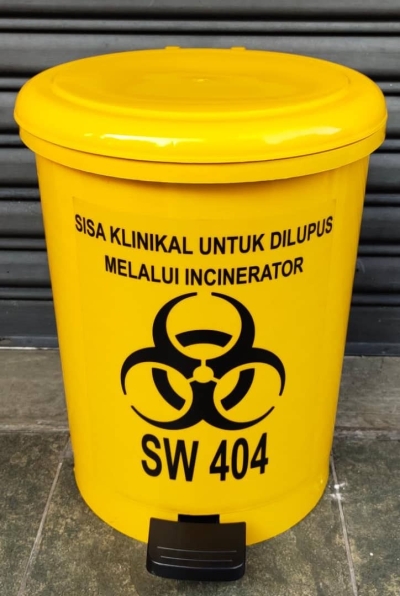 Tong Kuning Sisa Klinikal 10L Dengan Pemijak