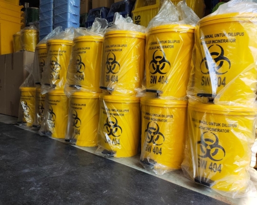 Tong Kuning Sisa Klinikal 20L Dengan Pemijak