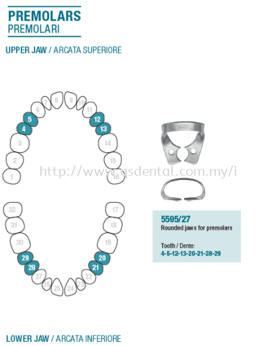 Rubber Dam Clamp Premolars 5595/ Rubber Dam Clamp Premolars 5595/27