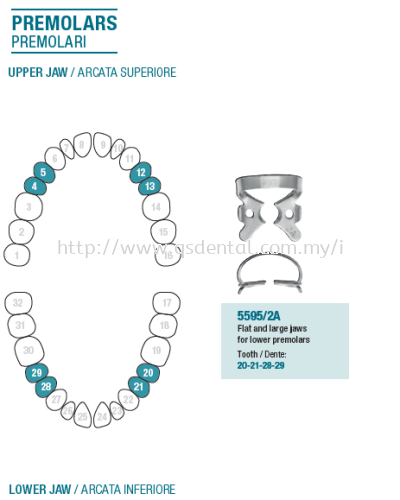 Rubber Dam Clamp Premolars 5595/2A