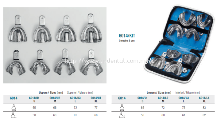 6014/Kit Stainless Steel Edentulous (Complete Denture) Porforate Rim Lock 