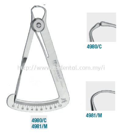 4980/C (For Wax) & 4981/M (For Metal) 100mm Iwanson Calipers