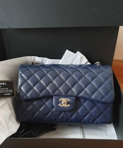 Brand New Chanel Jumbo Navy Blue Caviar GHW