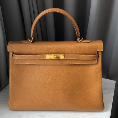 Hermes Kelly 35 Natural Ardennes GHW