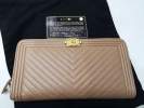 Chanel Boy Long Zippy Wallet in Dark Beige Caviar GHW Chanel