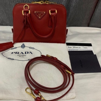 (SOLD) Prada BL0851 Mini Saffiano Lux Tote with Strap