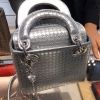 Brand New Lady Dior Mini Micro-Cannage Silver with Chain Strap Christian Dior