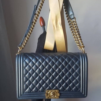 Chanel Boy New Medium Navy Blue Calfskin GHW