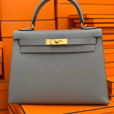 Hermes Kelly 28 Gris Asphalt Epsom GHW