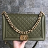 (SOLD) Chanel New Medium Olive Green Caviar GHW Chanel