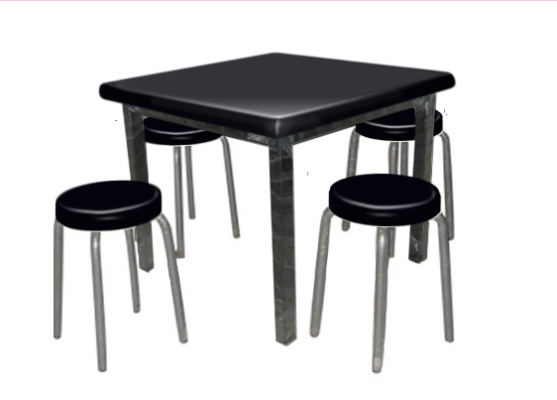 Square Restaurant Table with 4 seats