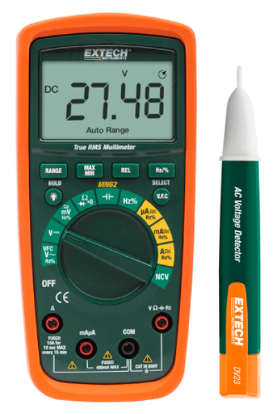 Extech MN62-K True RMS Multimeter with AC Voltage Detector Kit