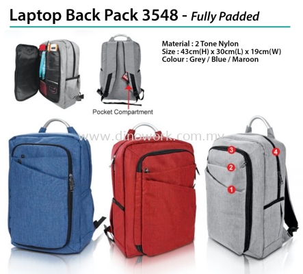 Laptop Back Pack 3548 - Fully Padded