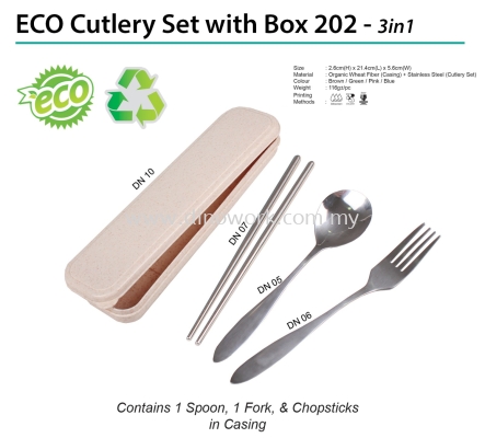 ECO Cutlery Set with Box 202 - 3in1