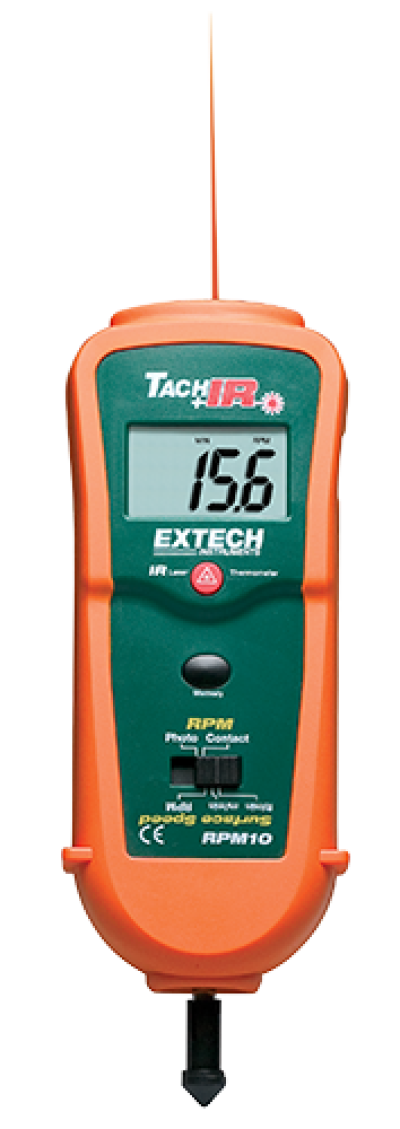 Extech RPM10 Photo/Contact Tachometer with built-in InfraRed Thermometer