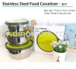 Stainless Steel Food Container - 3in1 (Green) Lunch Box Household