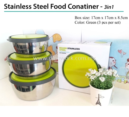 Stainless Steel Food Container - 3in1 (Green)