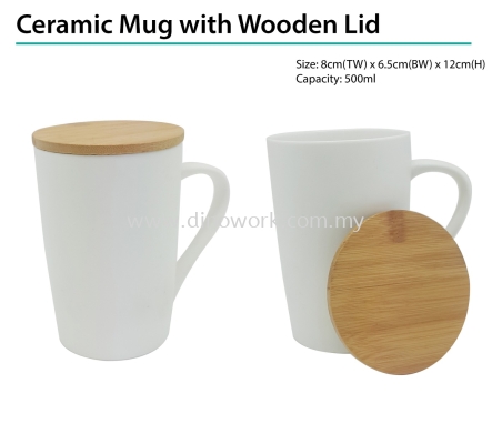 Ceramic Mug with Wooden Lid