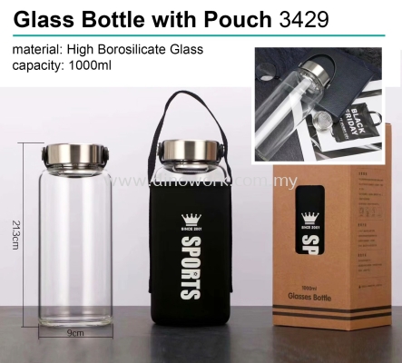 Glass Bottle with Pouch 3429