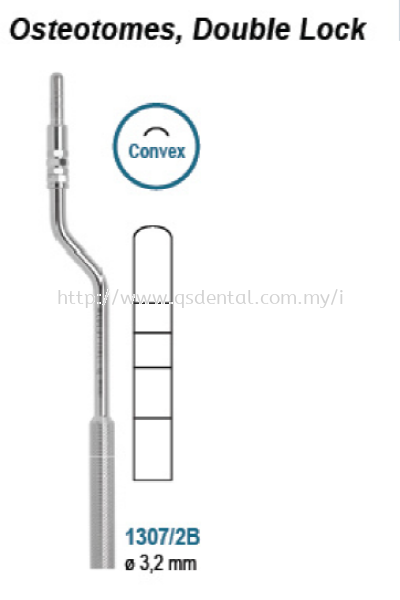 1307/2B Convex Osteotomes, Double Lock