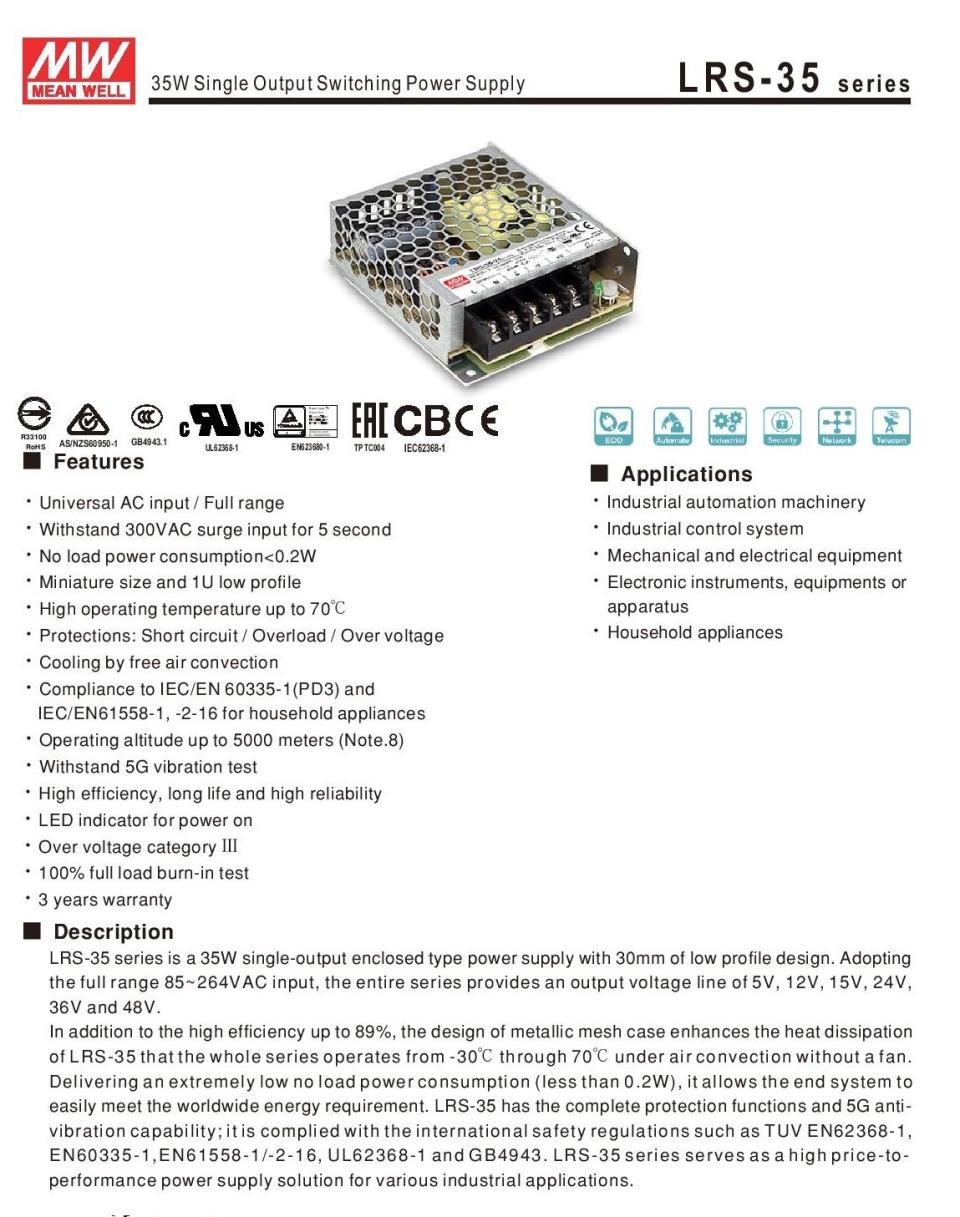 LRS-35 Series Power Switching supply Power Switching supply