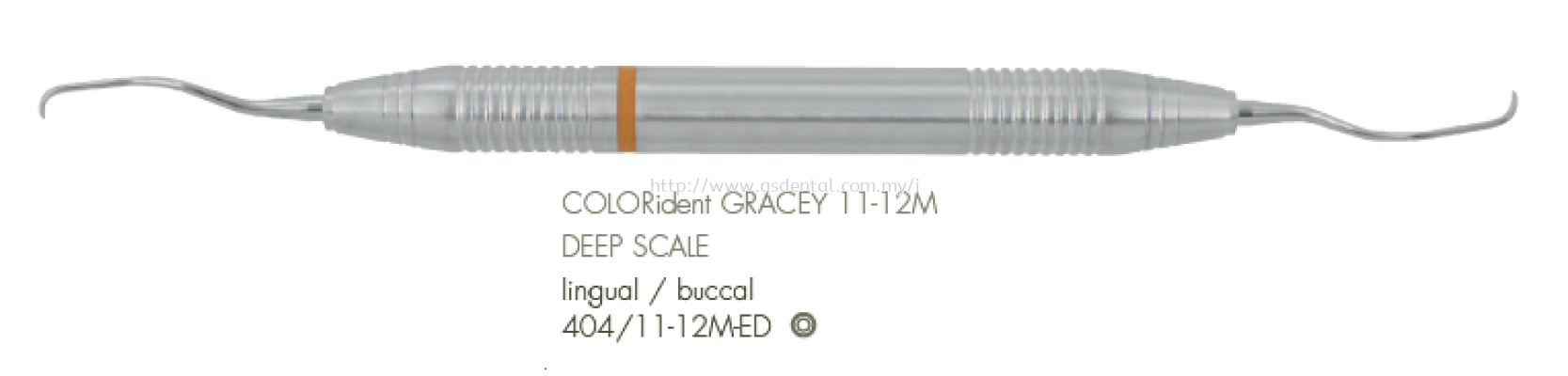 404/11-12M-ED 10mm Handle With COLORident Deep Scale Lingual / Buccal No.11-12M Gracey Curettes