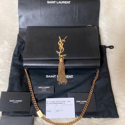 (SOLD) YSL Medium Kate Tassel Black GHW