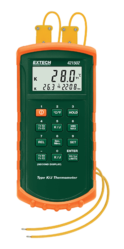 Extech 421502 Type J/K, Dual Input Thermometer with Alarm