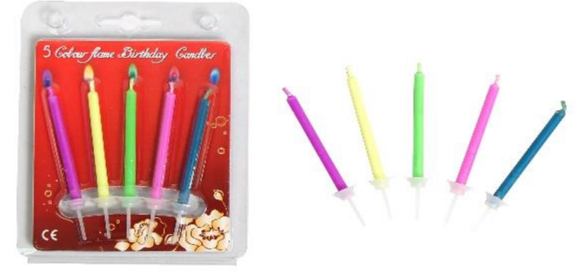 5 Colour Flames Birthday Candles