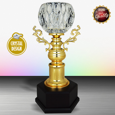 WS6137 Exclusive White Silver Trophy With Crystal Bowl