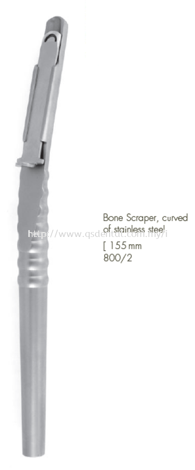 800/2 155mm Curved Stainless Steel Bone Scraper 