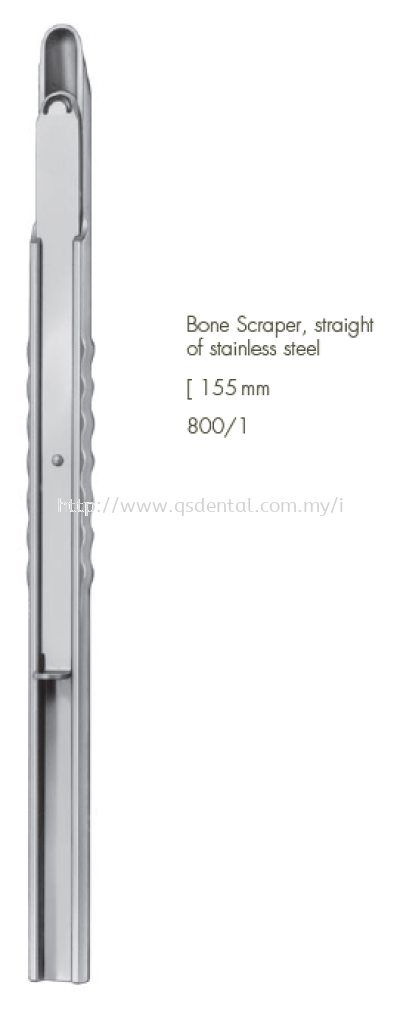 800/1 155mm Straight Stainless Steel Bone Scraper 