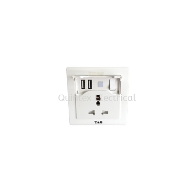 T & G TG-2USB 13A 1Gang C/W 2USB 2300mA Multi Switch Socket