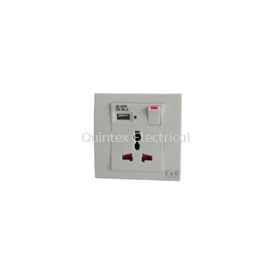 T & G GSW113USB 13A 1Gang C/W 1000mA USB Mutti Switch Socket (WS10336SU)