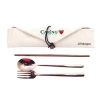 3-in-1 Rose Gold Cutlery and Straw Canvas Set - MS 1011 Lunch Box & Cutlery Set Drinkware & Container  Corporate Gift