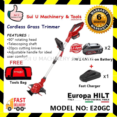 Europa Hilt E20GC Cordless Grass Trimmer With Starter Kit 2.0 (2x 2.0Ah Battery + 1 x Charger + 1 x Tool Bag )