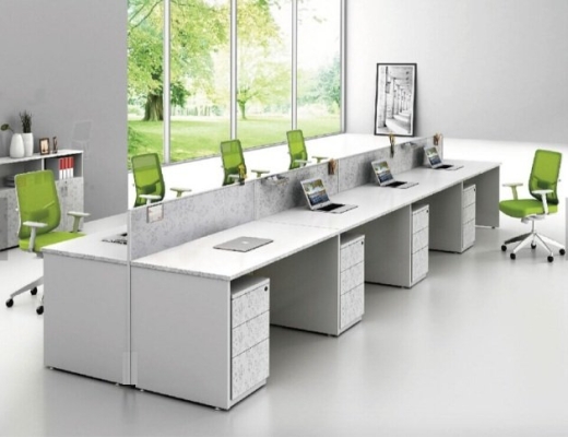 8 pax office workstation with wooden panel