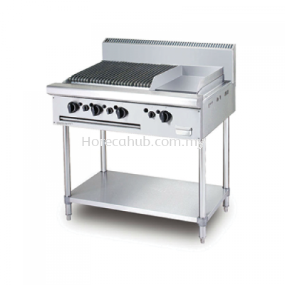 STAINLESS STEEL COMBINATION CHAR BROILER GRIDDLE (CB3BGG1BFS)