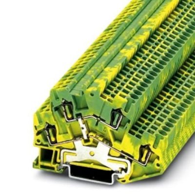 DIN Rail Terminal Green/Yellow, Double level. 500V Spring Cage.